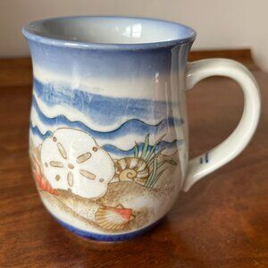 Otagiri Sand Dollar Vintage Mug Shells Seashore Ocean Coastal Japan Rounded 12oz